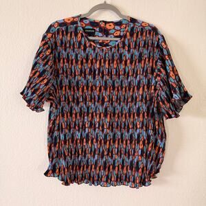 Wildfang 2X Plus Size Abstract Floral Boxy Flowy Blouse Unisex Brand Baddie NWT